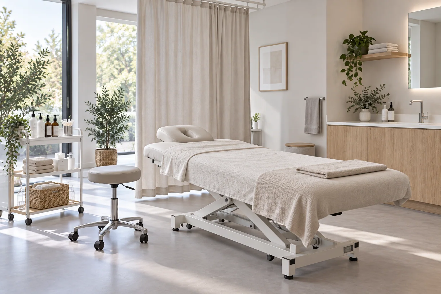 Equipment and surroundings in a professional body-care space